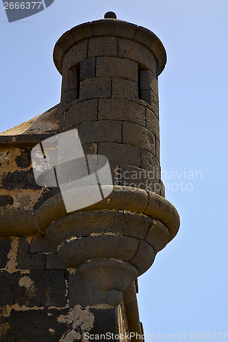 Image of arrecife  lanzarote  wall castle  sentry tower and slot in tegui