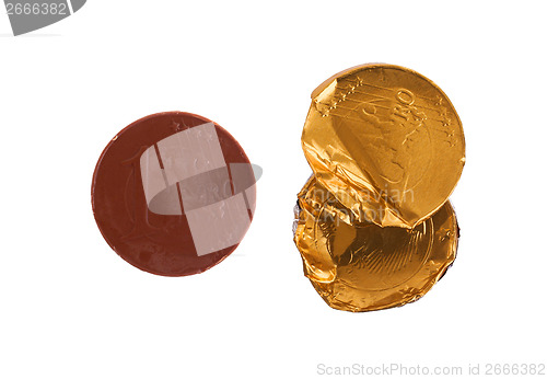 Image of Euro currency, chocolate coins