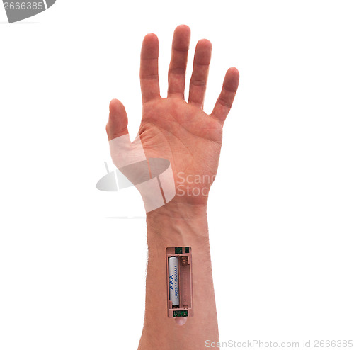 Image of Robot - Insert the battery in the arm