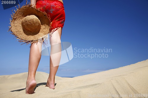 Image of Beach Woman and Hat