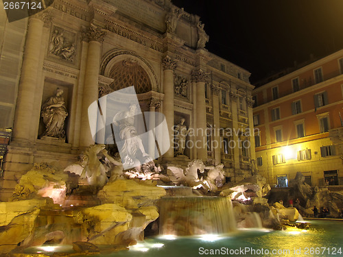 Image of The Trevi Fountain at night, Rome, Italy