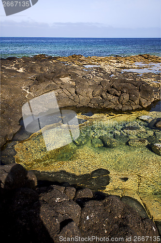 Image of spain musk pond rock stone   water    in lanzarote 
