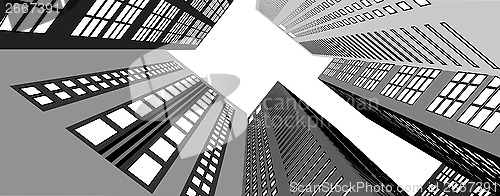 Image of Skyscrapers in the city view from below