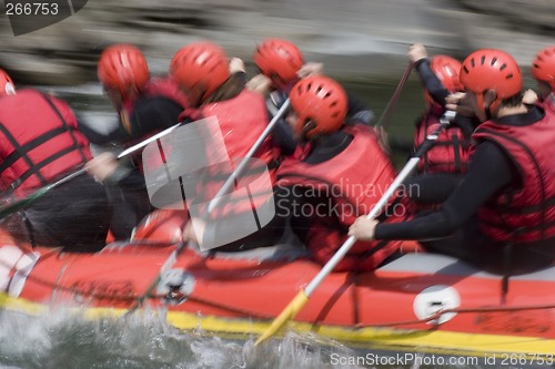 Image of Red rafting team on whitewater