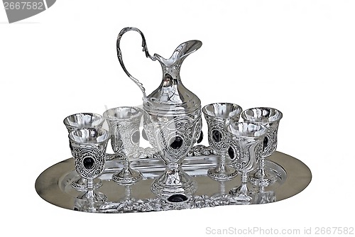 Image of Silver goblets with jug