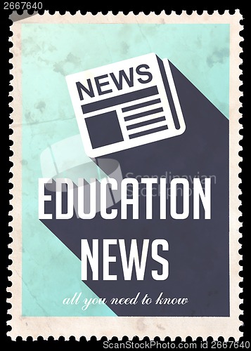 Image of Education News on Blue in Flat Design.