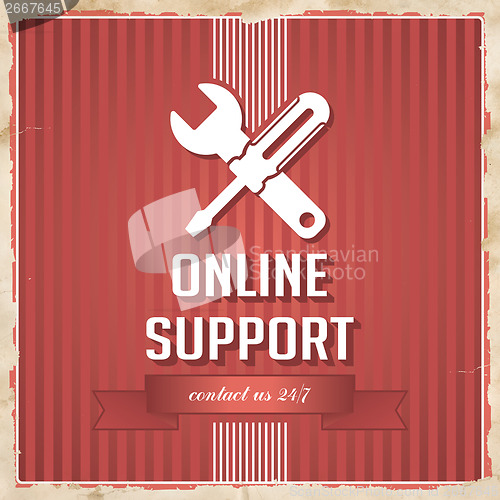 Image of Online Support Concept on Red in Flat Design.