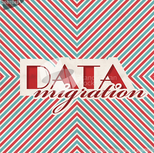 Image of Data Migration Concept on Striped Background.