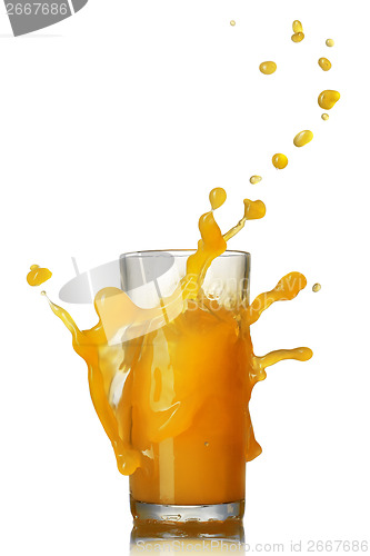 Image of orange juice splash in the glass isolated on white