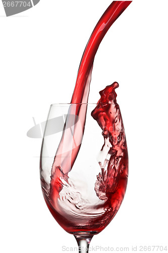 Image of Splash of wine in glass isolated on white