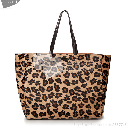 Image of luxury leopard female bag isolated on white