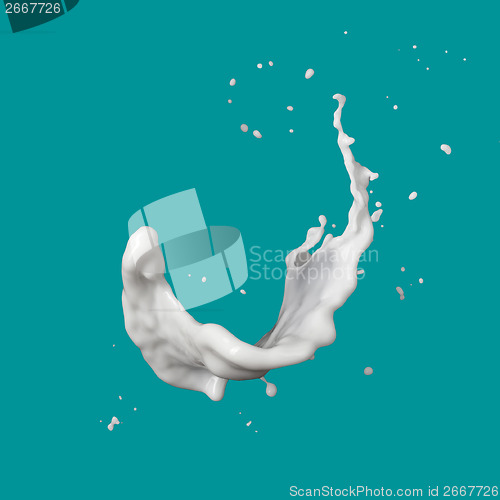 Image of milk splash isolated on blue background