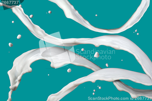 Image of milk splash isolated on blue background