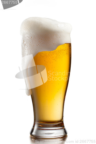 Image of Beer in glass isolated on white background