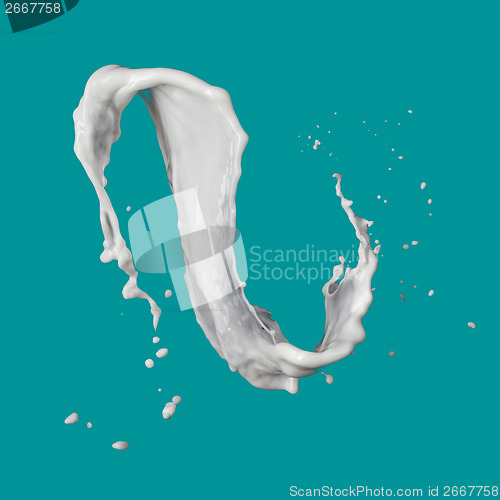 Image of milk splash isolated on blue background