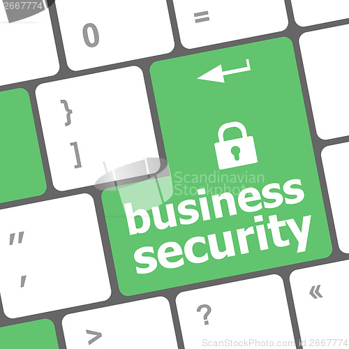 Image of business security key on the keyboard of laptop computer