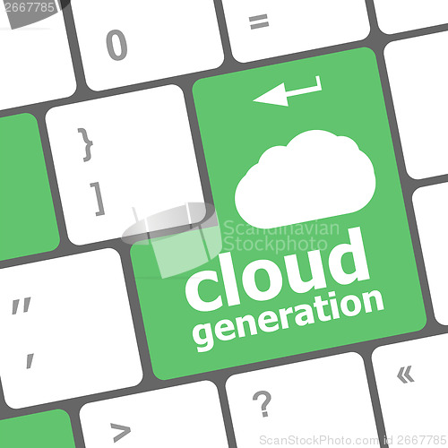 Image of cloud generation words concept on button of the keyboard