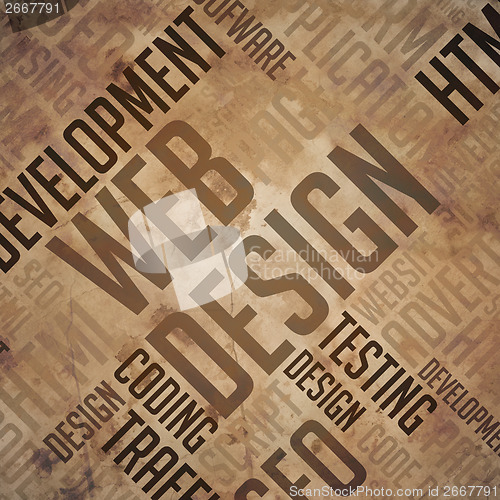 Image of Web Design - Grunge Brown Wordcloud.