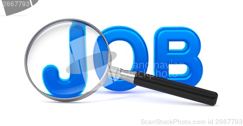 Image of Job concept with Magnifying Glass.