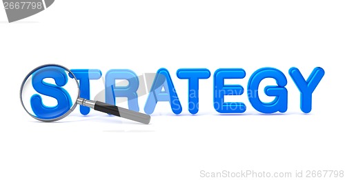 Image of Strategy concept with Magnifying Glass.