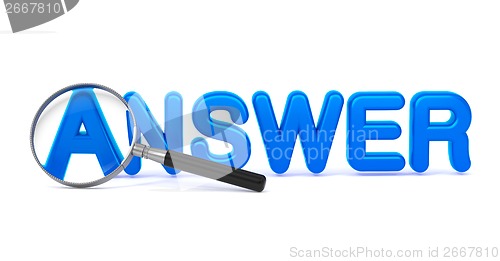 Image of Answer Concept with Magnifying Glass.