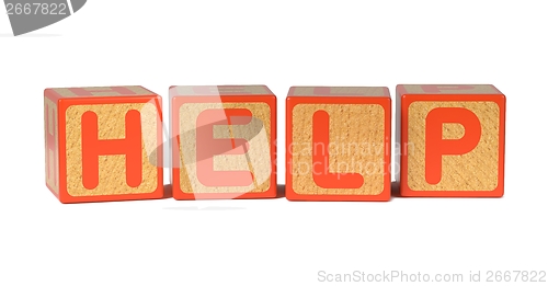 Image of Help - Colored Childrens Alphabet Blocks.