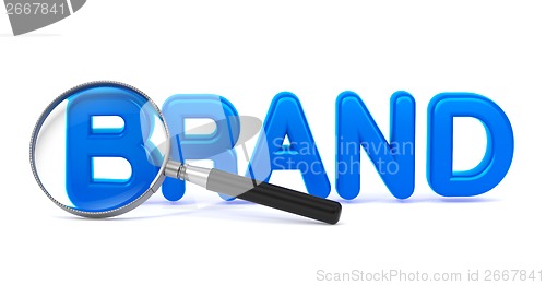 Image of Brand Concept with Magnifying Glass.