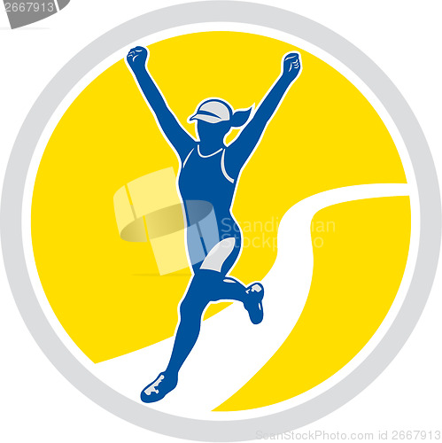 Image of Female Triathlete Marathon Runner Retro