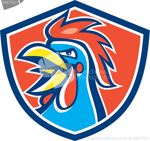 Image of Cockerel Rooster Crowing Head Shield