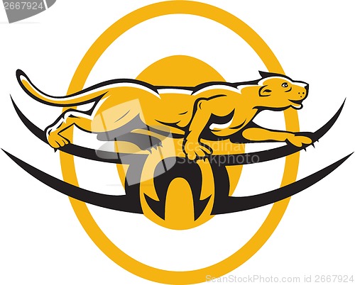 Image of Puma Mountain Lion Crouching Cartoon