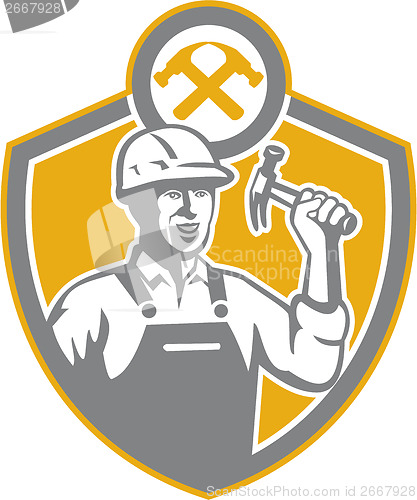 Image of Builder Carpenter Hammer Shield Retro