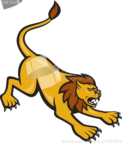 Image of Angry Lion Attacking Side