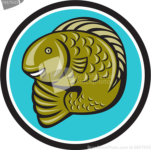 Image of Trout Fish Jumping Circle Cartoon 