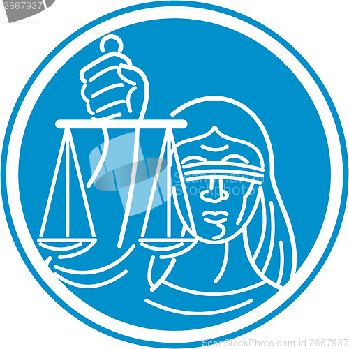 Image of Lady Blindfolded Hold Scales Justice Circle