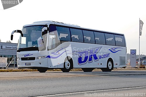 Image of Volvo Coach Bus on the Road