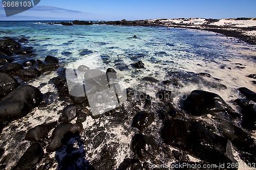 Image of sky light  beach water  in lanzarote  isle foam rock  landscape 