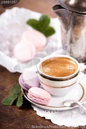 Image of Coffee and French macaroons