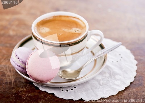 Image of Coffee and French macaroons