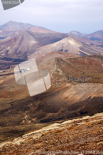 Image of  from the top in lanzarote spain africa and house