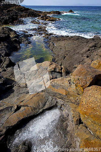 Image of salt in lanzarote  isle foam rock  
