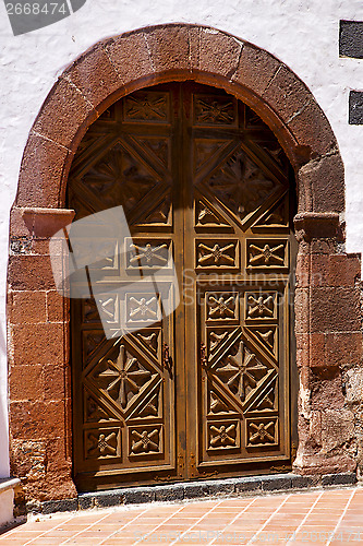 Image of lanzarote  spain canarias   church door and white wall abstract 