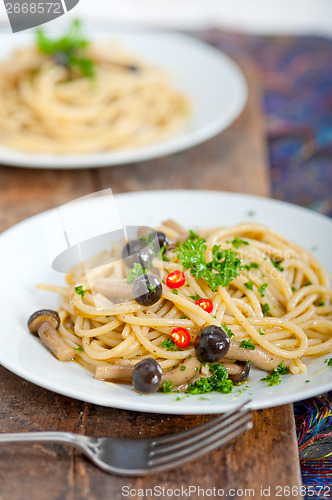 Image of Italian pasta and mushroom sauce 