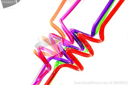 Image of spiral color plastic straws 