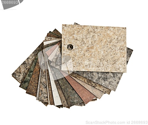 Image of Countertop samples on white