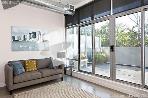 Image of Modern living room and balcony