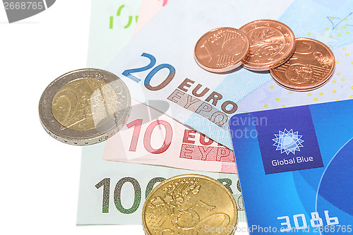Image of Global Blue company Tax Free card with European money