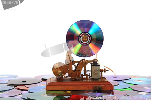 Image of old telegraph with CD or DVD