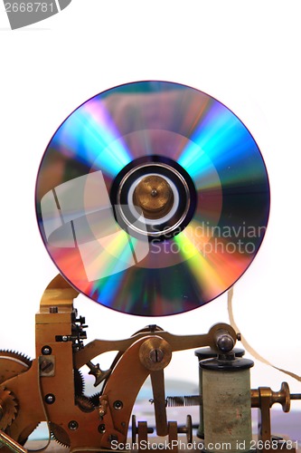 Image of old telegraph with CD or DVD