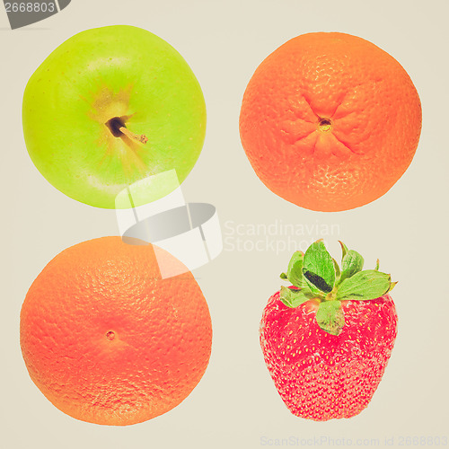 Image of Retro look Fruits isolated