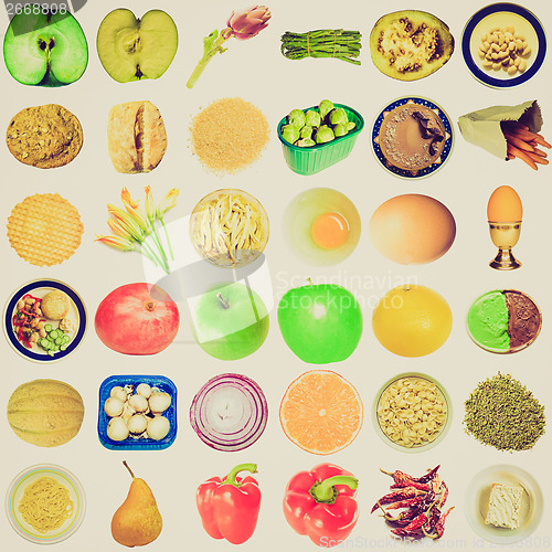 Image of Retro look Food collage isolated